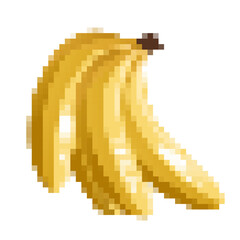 vector featuring a cluster of bananas in vibrant colors. Pixel art.