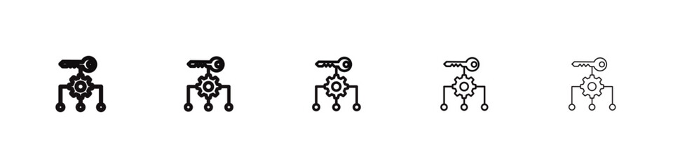 Key factor icon flat illustration set logo