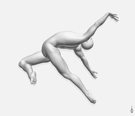 Man is dancing. Gymnastics activities for icon health and fitness community. Sport symbol. Design element. 3D vector illustration for presentation, poster, cover or brochure.