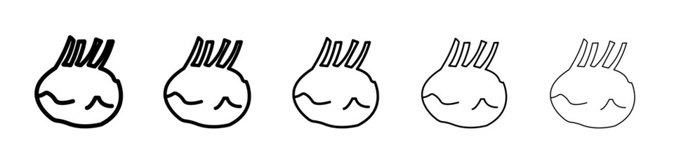 Obraz premium kohlrabi icon flat illustration set logo