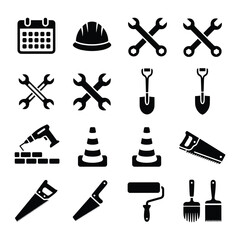 Labour Day Elements Set of Labor Day icon silhouette