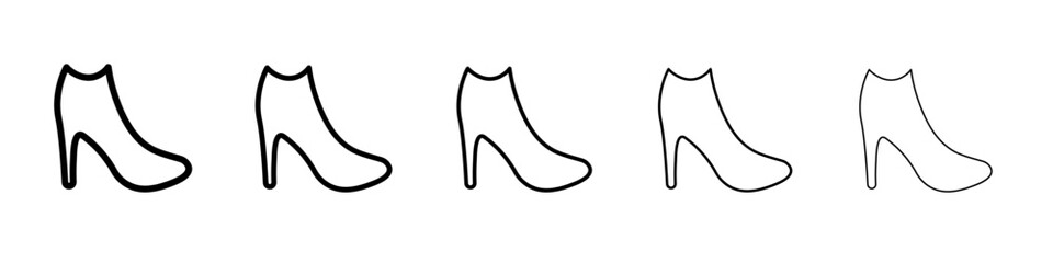 leather shoes heel icon flat illustration set logo