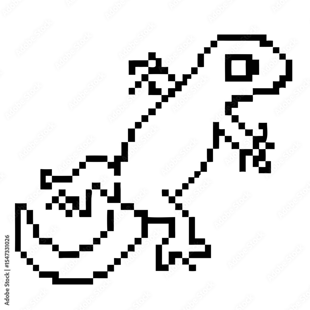 Poster pixel art representation of a newt in a simple black outline design