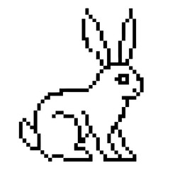 Obraz premium A hare with large ears in a minimalist black pixel outline