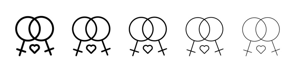 lesbian relationship icon flat illustration set logo