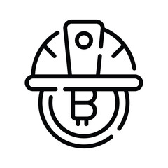 An editable outline icon of bitcoin mining