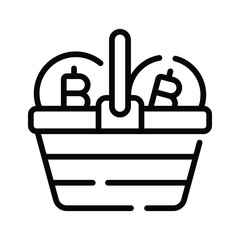 Trendy linear icon of filled bitcoin bucket