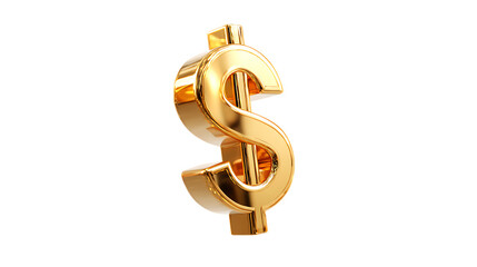 Obraz premium 3D realistic golden dollar sign, transparent background.