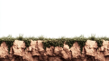 A white background highlights the textured layers of eroded sandstone cliffs