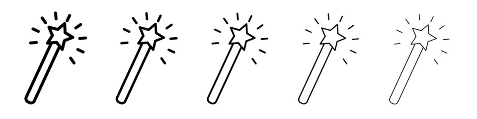 magic wand icon flat illustration set logo