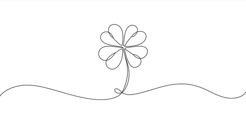 Single Line Drawing of a Four Leaf Clover