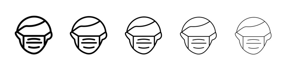 Man face with mask icon flat illustration set logo