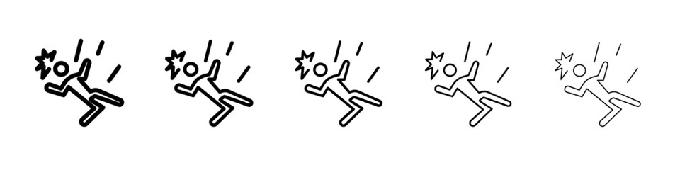 man fall down icon flat illustration set logo