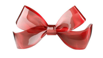 Title: Realistic 3D Render of Red Ribbon Bow Icon Isolated on White Background