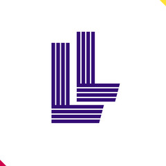 Parallel line monogram initial logo, combination of letter L and L. Best for name abbreviation.
