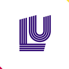 Parallel line monogram initial logo, combination of letter L and U. Best for name abbreviation.