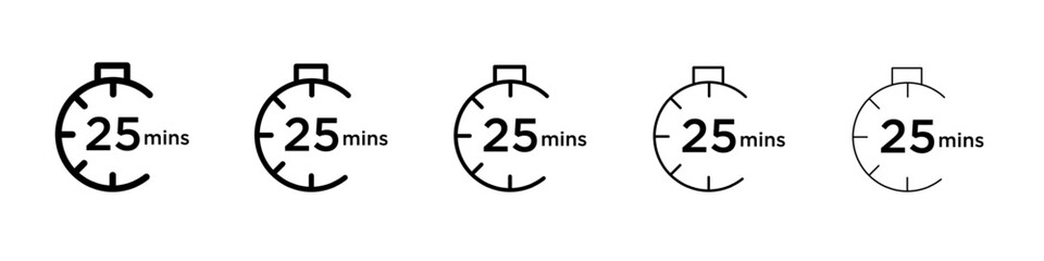 Minute timer icon flat illustration set logo