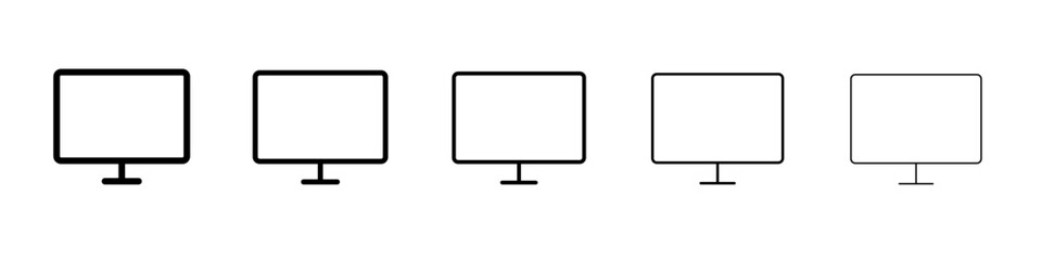 Monitor icon flat illustration set logo