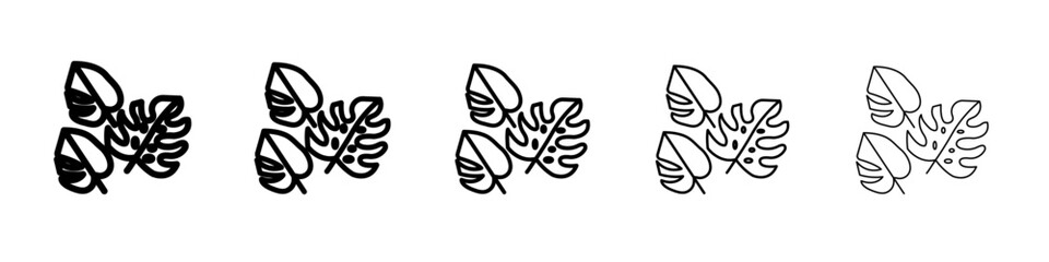 Monstera leaves icon flat illustration set logo