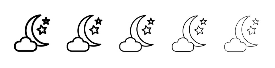 Moon and stars icon flat illustration set logo