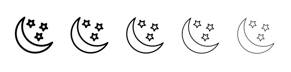 Moon icon flat illustration set logo