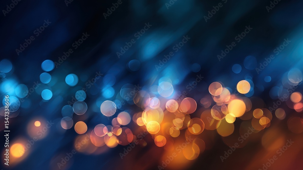 Poster abstract colorful bokeh background with blue and orange lights creating a dreamy atmosphere