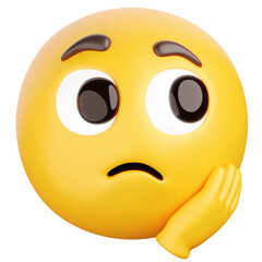 Sad Emoji with Hand on Face 3D Render