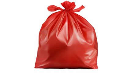 Title: Red Garbage Bag Waste Packaging Isolated on White Background for Clean Environment Concepts