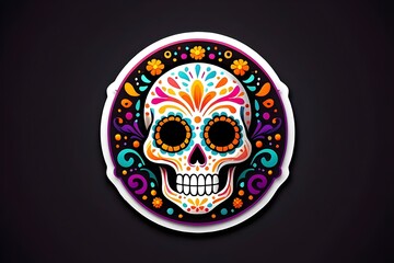 Fototapeta premium Colorful Sugar Skull Illustration for Day of the Dead Celebration
