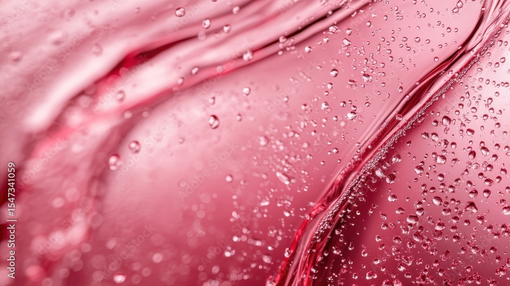 Poster a captivating image of pink liquid featuring mesmerizing bubbles and fluid dynamics, representing cr