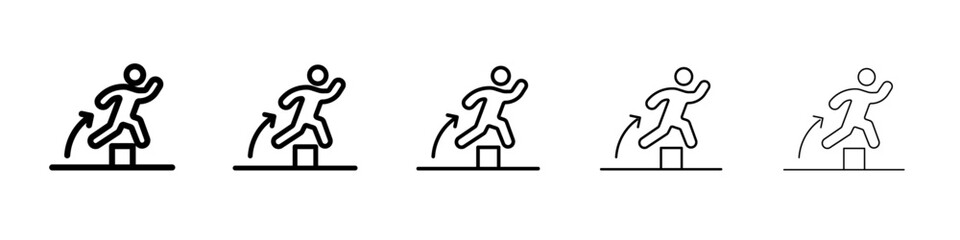 Obstacle race icon flat illustration set logo