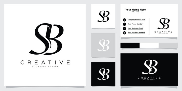 Initial SB or BS letter logo design vector with business card design
