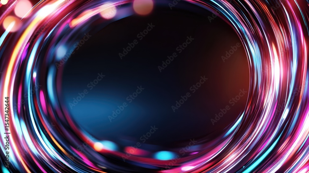 Poster An abstract swirl of vibrant colors and light dynamically flows, creating a captivating visual experience that evokes a sense of movement and energy in an artistic manner.