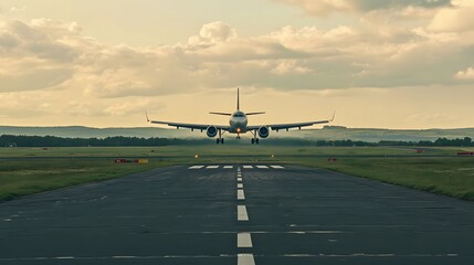 A pilot landing a commercial airplane on a runway