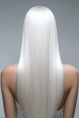 Naklejka premium There is a woman wearing a black tank top, with long straight blonde hair