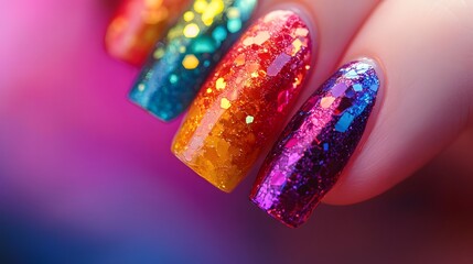 Nails painted in a rich purple