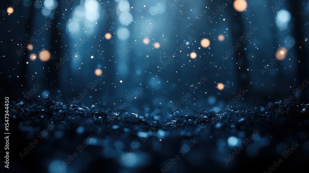 Poster a mystical forest scene illuminated by glowing raindrops creates a captivating atmosphere, evoking f
