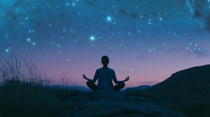 Person meditating under the star signs