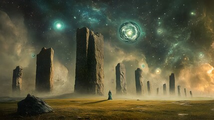 Planetary alignment in a dreamy landscape