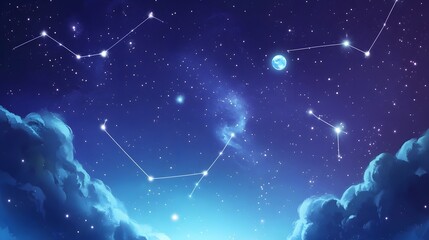 Retro astrology poster with constellations