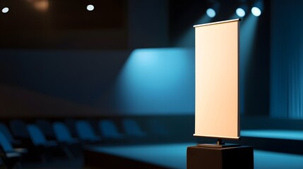 Roll-up banner mockup in a conference setting