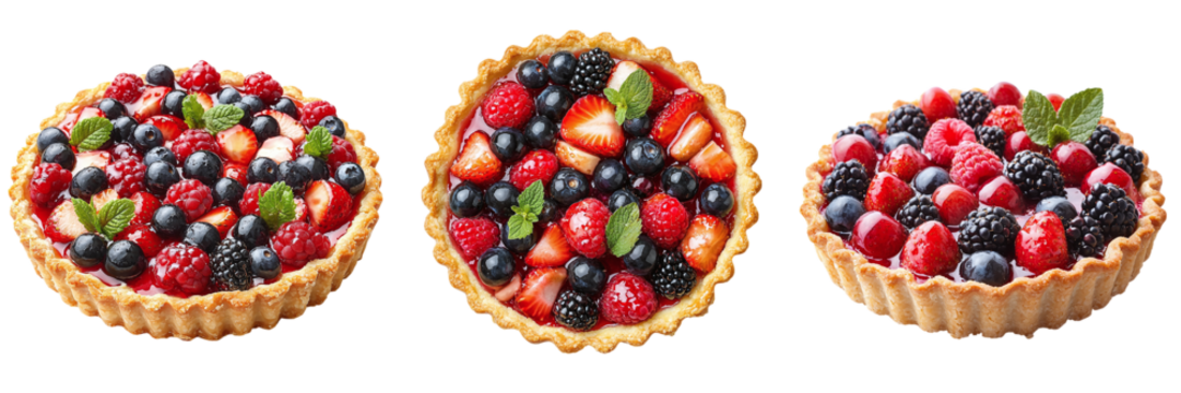 Set of delicious baked fruit pirogov isolated on transparent background PNG