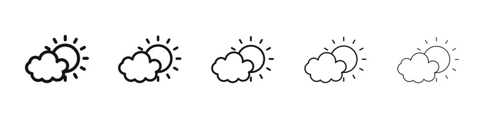Partially cloudy icon flat illustration set logo
