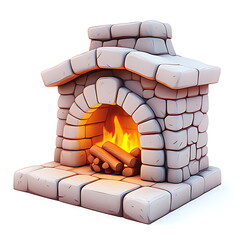 3d icon cozy brick fireplace