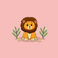 Lion sit cute illustration ocn