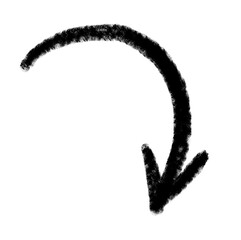 Hand drawn arrow vector icon. Arrow simple grunge design emphasis twist zigzag line, curve wave.