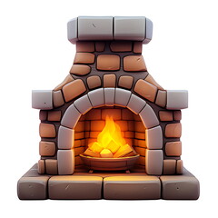3d icon cozy brick fireplace
