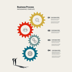 Business Process Timeline Infographic Template with Minimal Illustration. Editable Eps10 Vector.