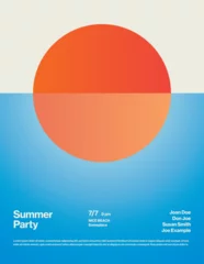  Summer Party Poster Template with Orange Gradient Sunset. Editable Printable Abstract eps10 Vector Illustration. © jozefmicic
