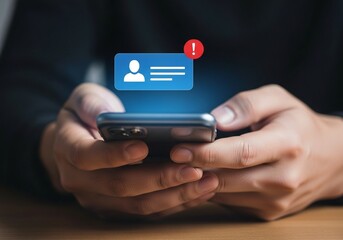Urgent Contact Update Man Holding Phone Receives Critical Alert Regarding Contact Information Needing Immediate Correction and Attention